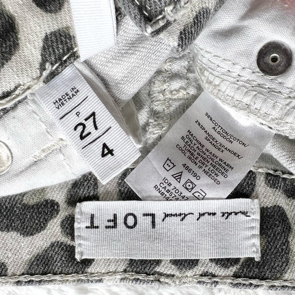 Loft Leopard Print Light Cream Black Cropped Skinny Jeans, Size 4 Petite, 27P - Picture 12 of 14